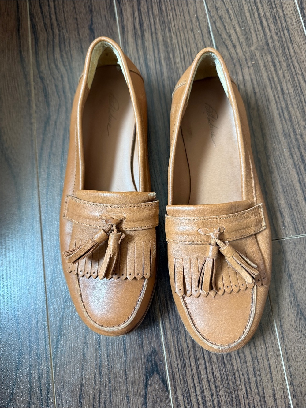 Tan Leather Tassel Loafers - Women